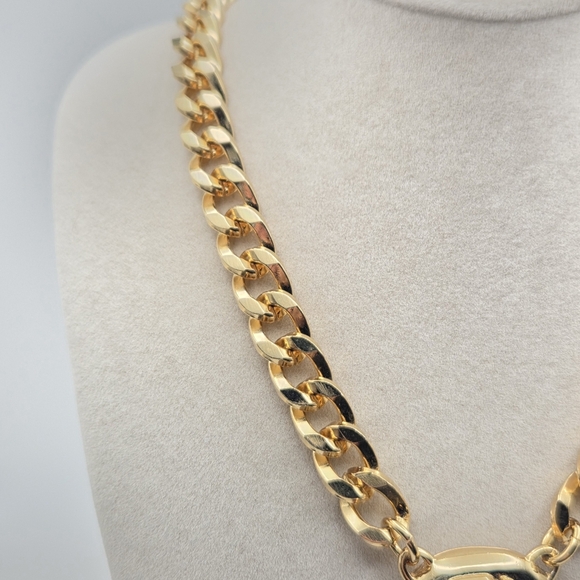 Vintage FRED HAYMAN Beverly Hills Gold Tone Chunky Curb Chain 'H' Tassel - Picture 4 of 13